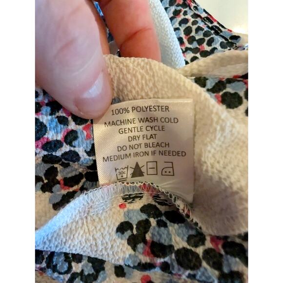 Mudpie Ruffle Sleeve Blouse M Cream Blue Red Dotted Stripe Textured Boho Top - Picture 5 of 7